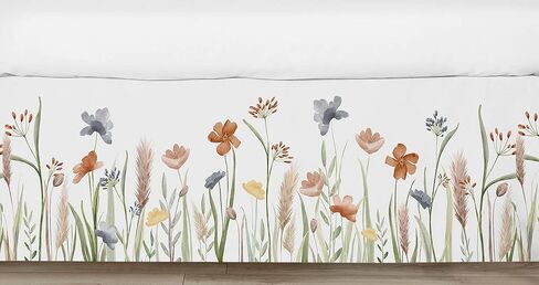 Sweet Jojo Designs Blush Pink Boho Shabby Chic Floral Girl Baby Crib Skirt – Bed Dust Ruffle Bedskirt for Nursery Off White Ivory Bohemian Vintage Watercolor Flower Elegant Pastel Light Fringe Tassel in Kuwait