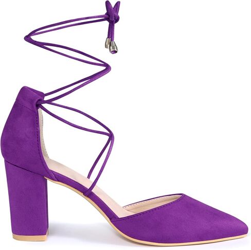 Perphy Pointy Toe Lace Up Chunky Heel Dress Pumps for Women in Kuwait