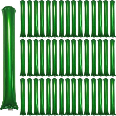 48pcs Round Head Boom Sticks Thunder Sticks Cheering Sticks Team Spirit Plastic Cheerleading Spirit Stick Clapper Inflatable Noise Maker Sports Supply (Metallic Green) in Kuwait