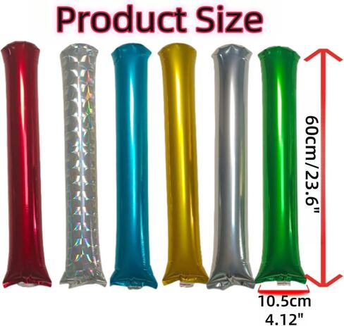 48pcs Round Head Boom Sticks Thunder Sticks Cheering Sticks Team Spirit Plastic Cheerleading Spirit Stick Clapper Inflatable Noise Maker Sports Supply (Metallic Green) in Kuwait