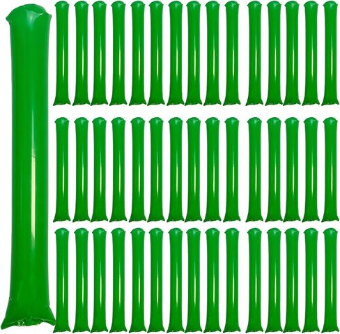 48pcs Round Head Boom Sticks Thunder Sticks Cheering Sticks Team Spirit Plastic Cheerleading Spirit Stick Clapper Inflatable Noise Maker Sports Supply (Metallic Green) in Kuwait