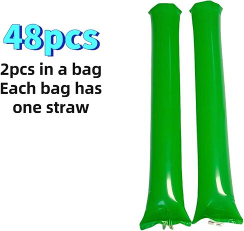 48pcs Round Head Boom Sticks Thunder Sticks Cheering Sticks Team Spirit Plastic Cheerleading Spirit Stick Clapper Inflatable Noise Maker Sports Supply (Metallic Green) in Kuwait
