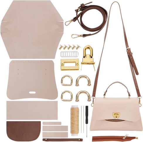 WADORN DIY PU Leather Crossbody Handbag Kit, Shoulder Bag Sewing Kit, Handmade Satchel Making Material for Craft Accessories, Pink in Saudi Arabia