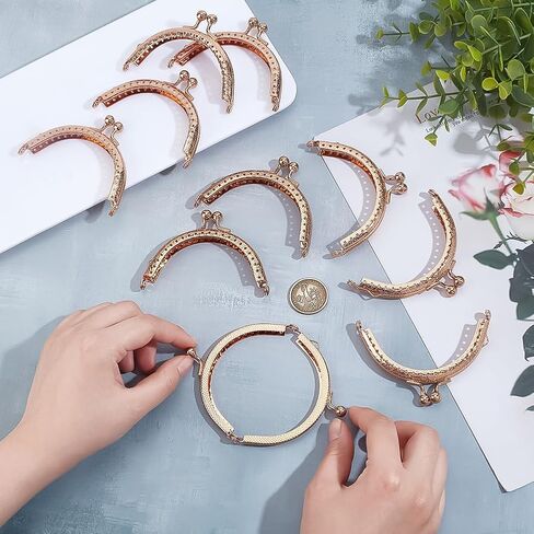 PH PandaHall 10pcs Purse Clasp Frame, Wallet Bag Kiss Clasp Lock Retro Arch Purse Coin Bag Frame Metal Purse Clip Hardware for DIY Craft Purse Bag Handle Sewing Craft, Golden, 3.35inch Long in Saudi Arabia