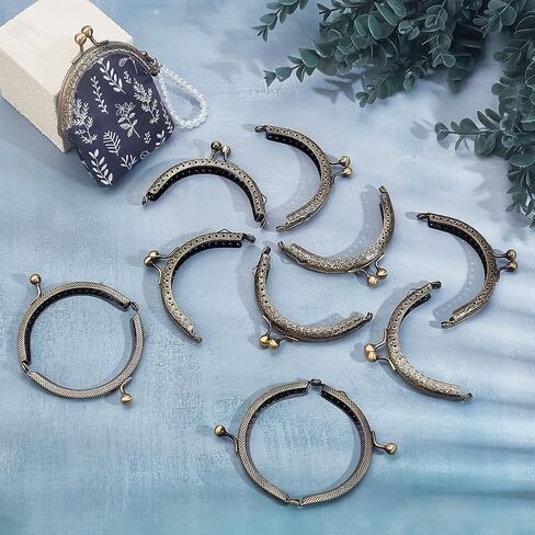 PH PandaHall 10pcs Purse Clasp Frame, Wallet Bag Kiss Clasp Lock Retro Arch Purse Coin Bag Frame Metal Purse Clip Hardware for DIY Craft Purse Bag Handle Sewing Craft, Golden, 3.35inch Long in Kuwait