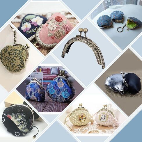 PH PandaHall 10pcs Purse Clasp Frame, Wallet Bag Kiss Clasp Lock Retro Arch Purse Coin Bag Frame Metal Purse Clip Hardware for DIY Craft Purse Bag Handle Sewing Craft, Golden, 3.35inch Long in Kuwait