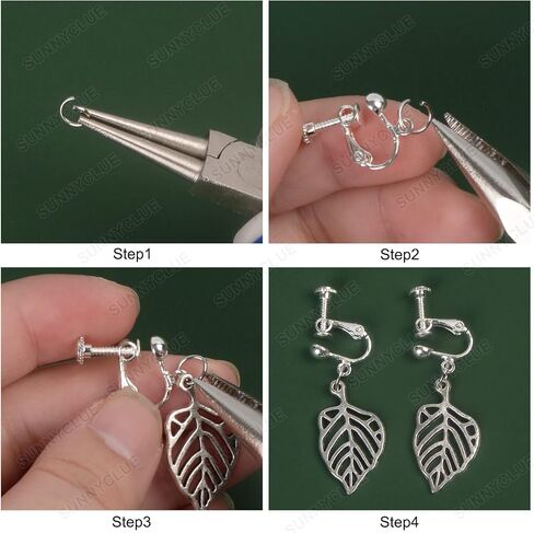 SUNNYCLUE 1 Box 16Pcs 2 Style Clip on Earrings Findings Earring Converters Silver Non Pierced Ears Brass Earring Interchangeable findings for Jewelry Making Charms DIY Earring Crafting Supplies in Kuwait