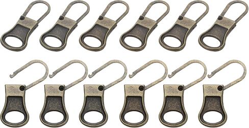 Patikil Zipper Pull Pown Place ، 12 pcs قابلة للفصل سحاب معدن تابر مجموعة مسجلة التمرير لحقائب السترات على السترات ، نغمة الذهب. in Kuwait