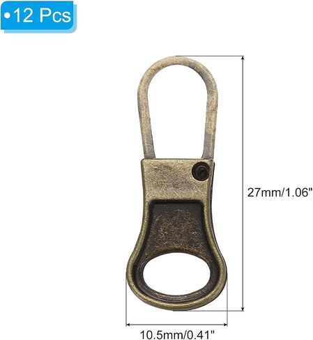 Patikil Zipper Pull Pown Place ، 12 pcs قابلة للفصل سحاب معدن تابر مجموعة مسجلة التمرير لحقائب السترات على السترات ، نغمة الذهب. in Kuwait