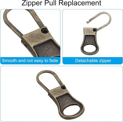 Patikil Zipper Pull Pown Place ، 12 pcs قابلة للفصل سحاب معدن تابر مجموعة مسجلة التمرير لحقائب السترات على السترات ، نغمة الذهب. in Kuwait