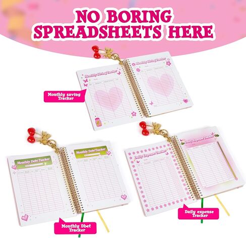 GIRL MATH Budget Planner and Monthly Bill Organizer – Expense Tracker Notebook Budget Binder – 12 Months Undated Monthly Budget Journal Spending Tracker – Cute Girly Planner Budget Book (Stars Cover) in Kuwait