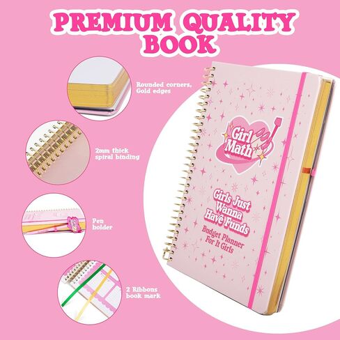 GIRL MATH Budget Planner and Monthly Bill Organizer – Expense Tracker Notebook Budget Binder – 12 Months Undated Monthly Budget Journal Spending Tracker – Cute Girly Planner Budget Book (Stars Cover) in Kuwait