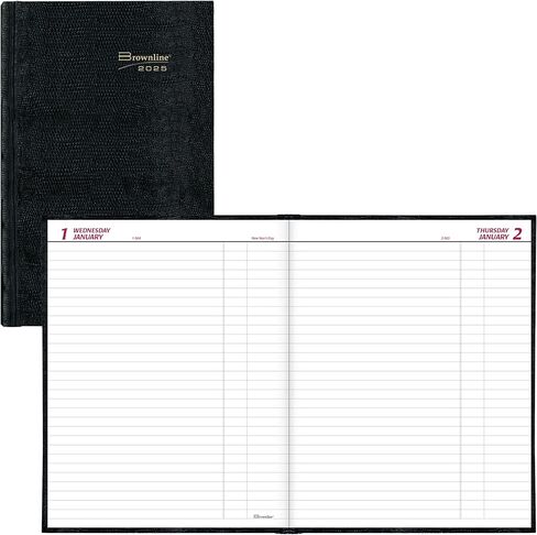 Brownline® 2025 Traditional Daily Planner, Untimed Journal, 12 Months, January to December, Perfect Binding, 10" x 7.875", Black (C550.BLK-25) in Saudi Arabia
