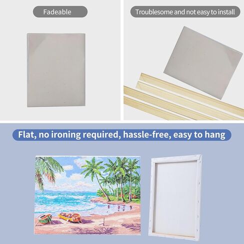 yazeziliya Framed Paint by Numbers Kit for Adults Beginner Teens，Easy Canvas Framed Landscape Ocean Nature，DIY Art Color Paint by Numbers Set,Cool Draw by Numbers for Wall Decor,12 * 16 Inch (Beach) in Saudi Arabia