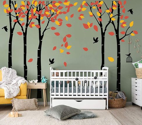 Giant Jungle Tree Wall Decal Tree Wall Sticker Removable Vinyl Sticker Mural Art Kids Room Nursery Bedroom Living Room Decoration (103.9x70.9) (Black) in Saudi Arabia