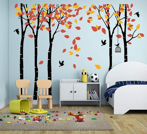 Giant Jungle Tree Wall Decal Tree Wall Sticker Removable Vinyl Sticker Mural Art Kids Room Nursery Bedroom Living Room Decoration (103.9x70.9) (Black) in Saudi Arabia