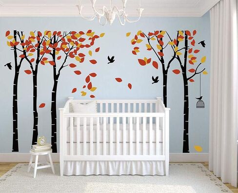Giant Jungle Tree Wall Decal Tree Wall Sticker Removable Vinyl Sticker Mural Art Kids Room Nursery Bedroom Living Room Decoration (103.9x70.9) (Black) in Saudi Arabia