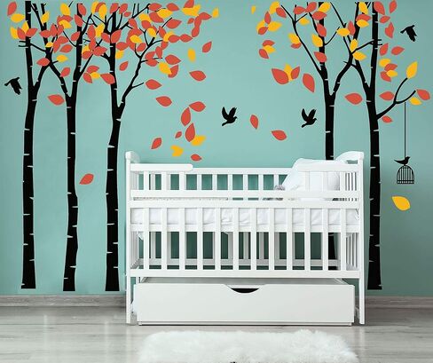 Giant Jungle Tree Wall Decal Tree Wall Sticker Removable Vinyl Sticker Mural Art Kids Room Nursery Bedroom Living Room Decoration (103.9x70.9) (Black) in Saudi Arabia