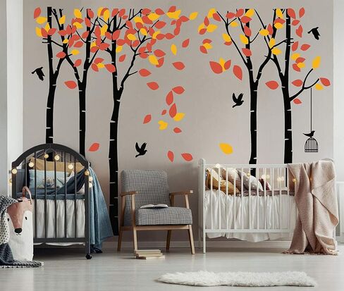 Giant Jungle Tree Wall Decal Tree Wall Sticker Removable Vinyl Sticker Mural Art Kids Room Nursery Bedroom Living Room Decoration (103.9x70.9) (Black) in Saudi Arabia