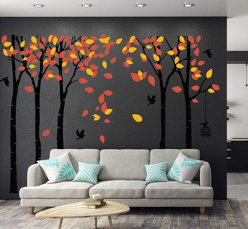 Giant Jungle Tree Wall Decal Tree Wall Sticker Removable Vinyl Sticker Mural Art Kids Room Nursery Bedroom Living Room Decoration (103.9x70.9) (Black) in Saudi Arabia