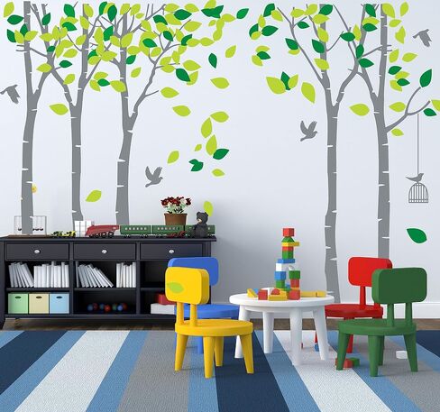 Giant Jungle Tree Wall Decal Tree Wall Sticker Removable Vinyl Sticker Mural Art Kids Room Nursery Bedroom Living Room Decoration (103.9x70.9) (Black) in Saudi Arabia