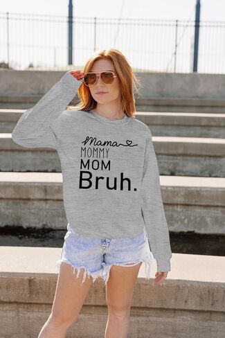 BLANCHES Mama Sweatshirt Women Mama Mommy Mom Bruh Funny Mom Life Sweatshirts Pullover Tops Casual Loose Long Sleeve Shirt in Kuwait