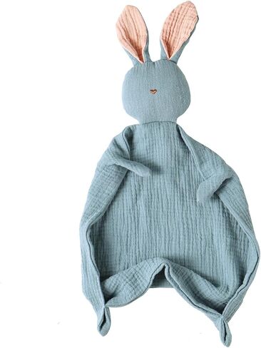 insular Bunny Lovey Blanket for Boys and Girls, Organic Cotton Muslin Security Blanket for Babies, Soft Breathable Lovie Soothing Towel for Newborn and Infant, Khaki in Kuwait