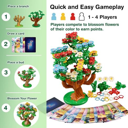 CrazyFlower-Family Brick Stacking Game, Light Strategy Cards Game, Grow Your Tree, Bloom Beautiful Flowers, and Compete for Victory | Fun for Family & Friends,2-4 Players, Ages 12+,45 Minute Playtime in Saudi Arabia