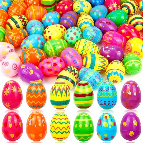 120Pcs Fillable Printed Easter Eggs Bulk, 2.3 inch, Empty Easter Eggs Fillable with Candy, Treats, Presents for Basket Suffers, Hunt Party Favor, Craft Project, Classroom Prizes for Boys Girls in Kuwait
