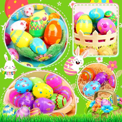 120Pcs Fillable Printed Easter Eggs Bulk, 2.3 inch, Empty Easter Eggs Fillable with Candy, Treats, Presents for Basket Suffers, Hunt Party Favor, Craft Project, Classroom Prizes for Boys Girls in Kuwait