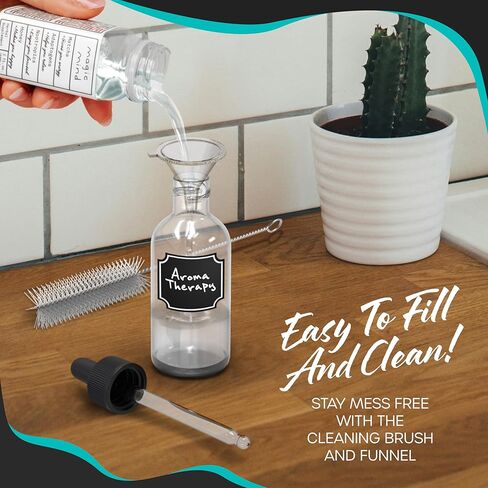 Nevlers 48 PK Clear Oil Dropper Bottles 2 oz |The Small Glass Bottle with Dropper Includes Droppers for Oils, Funnel, Brush, & Marker with Labels |Leakproof Glass Eye Dropper Bottle in Saudi Arabia