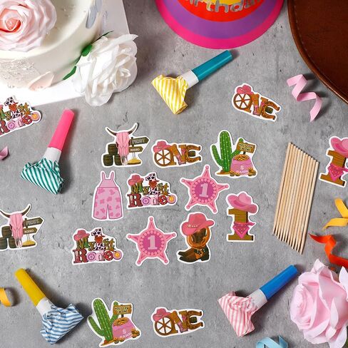 Suzile 48 Pcs My 1st Rodeo Cake Topper Cowboy Cupcake Toppers Hat Boot Cow Skull Cactus Jumpsuit Scarf Cowgirl Cake Decorations for Western Theme Birthday Baby Shower Party Supplies in Kuwait