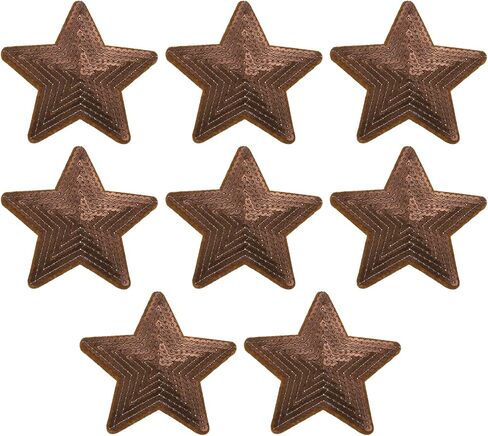 MECCANIXITY 8 Pieces Large Iron on Patches Star Sequin Iron on Applique Embroidered Patches Brown Bling Appliques for Clothes DIY Crafts Bag Pants in Saudi Arabia