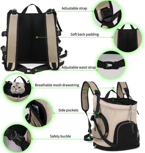 Pet Backpack Featuring Breathable Mesh for Small Dog and Kitty Cat 20 Lbs Load-Bearing Good for Hiking(Creamy White) in Saudi Arabia