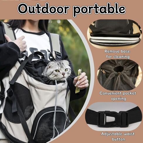 Pet Backpack Featuring Breathable Mesh for Small Dog and Kitty Cat 20 Lbs Load-Bearing Good for Hiking(Creamy White) in Saudi Arabia
