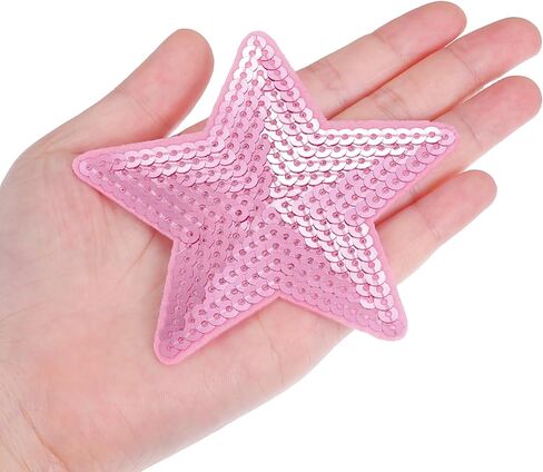 MECCANIXITY 8 Pieces Large Iron on Patches Star Sequin Iron on Applique Embroidered Patches Brown Bling Appliques for Clothes DIY Crafts Bag Pants in Saudi Arabia
