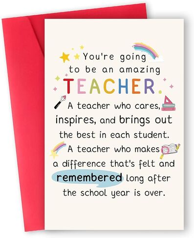 Best Teacher Graduation Gifts for Women Men, Funny New Teacher Card, First Year Gifts for Education Major in Kuwait