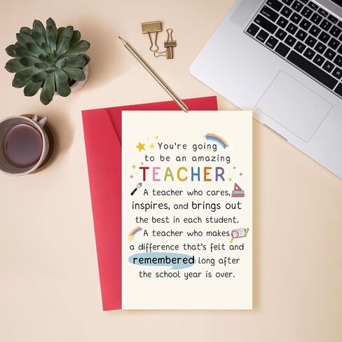 Best Teacher Graduation Gifts for Women Men, Funny New Teacher Card, First Year Gifts for Education Major in Kuwait