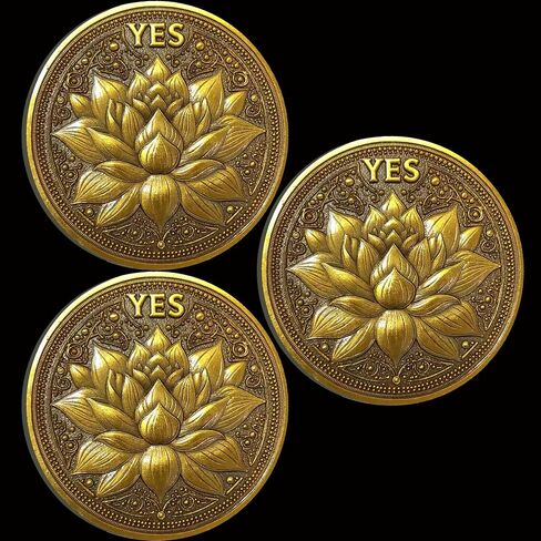 CYOUNG Golden Decision-Making Coin - Elegant Yes/No Challenge Coin with Lotus and Phoenix Design in Saudi Arabia