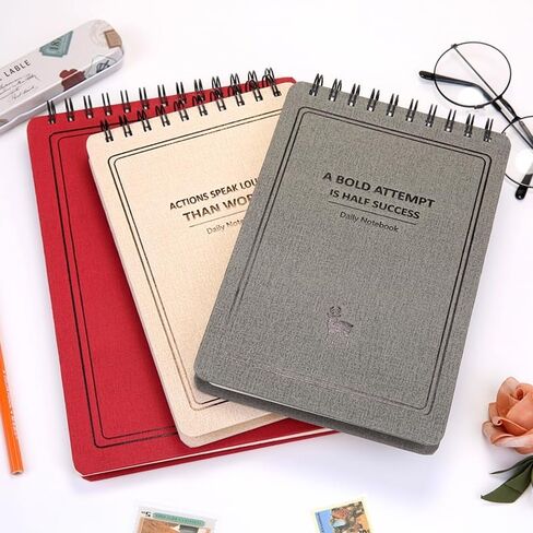 Ailifly Beautiful Mind Hardcover Vertical Coil Spiral Diary Notebook Journal Steno Book with Ruled Line Paper (Wine Red, A5) in Kuwait