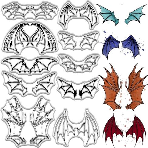 CRASPIRE Halloween Demons Wing Clear Rubber Stamps Evil Devil Bat Wings Vintage Reusable Transparent Silicone Stamp Seals for DIY Scrapbooking Photo Album Decorative Journaling Card Making Decor in Saudi Arabia