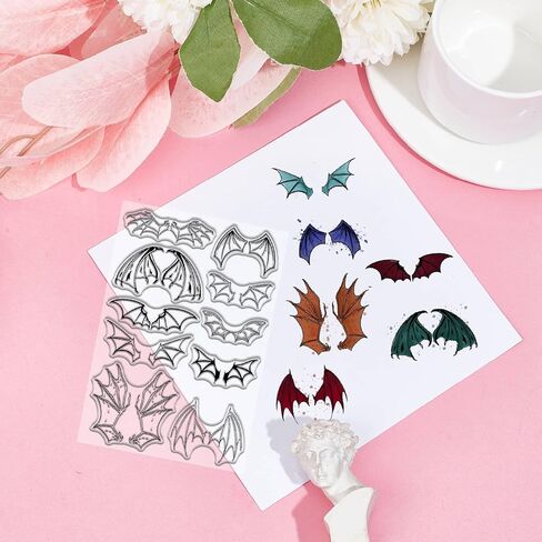 CRASPIRE Halloween Demons Wing Clear Rubber Stamps Evil Devil Bat Wings Vintage Reusable Transparent Silicone Stamp Seals for DIY Scrapbooking Photo Album Decorative Journaling Card Making Decor in Saudi Arabia