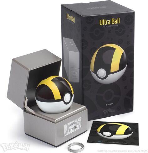 The Wand Company Pokémon 25th Anniversary Silver Box Edition Poké Ball – Realistic, Electronic, Die-Cast Poké Ball with Display Case Light Features (Ultra Ball) in Saudi Arabia
