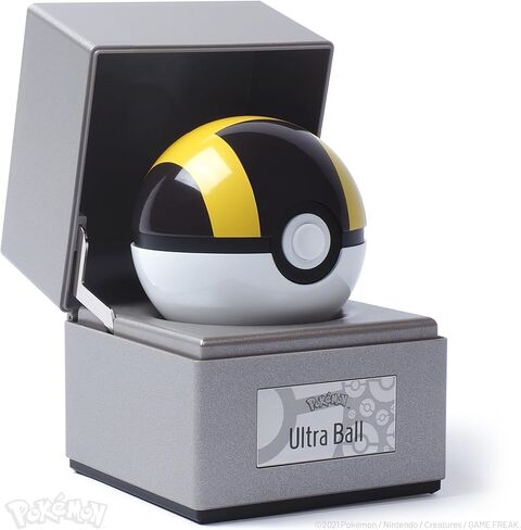 The Wand Company Pokémon 25th Anniversary Silver Box Edition Poké Ball – Realistic, Electronic, Die-Cast Poké Ball with Display Case Light Features (Ultra Ball) in Saudi Arabia