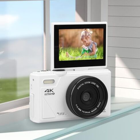 كاميرا رقمية 4K ، كاميرا Zoom 18x مع شاشة Flip 3 بوصة ، 64 ميجابكسل UHD Autofocus كاميرا رقمية صغيرة مضغوطة للتصوير الفوتوغرافي فوتوغرافي (أسود) ، genericyifecs9gkq-12 in Kuwait