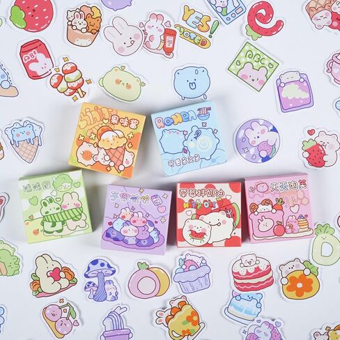 300 Pieces Cute Kawaii Cartoon Animal Stickers for Kids Small Size Korean Scrapbook Decals Pack for Photo Planner Notebook DIY Gift Card Dairy Suitcase Album Laptop Phone Case in Saudi Arabia