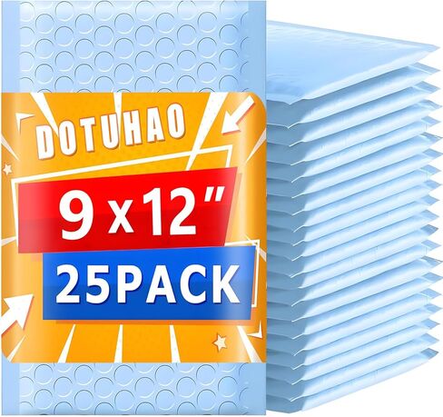 مراسلات الفقاعات - مظاريف 9 × 12 بوصة مبطنة ، مظاريف بريدية زرقاء ، مغلف الفقاعات ، مغلف مبطن لمستلزمات مكياج الملابس (25Pack ، 9 × 12 '') in Kuwait