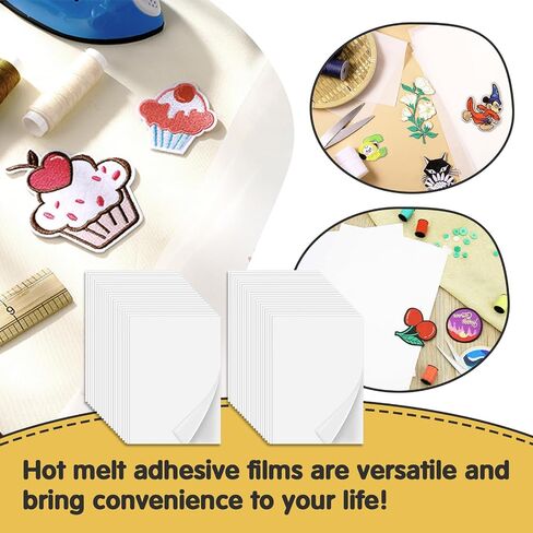 Iron On Adhesive Sheets 40PCS, Heavy Weight Double-Sided Heat Melt Fabric Glue Sheet, A4 Size Fusible Adhesive Sheets, Press-on Patch Iron On Tape, Fusible Interfacing for Sewing, Heat and Bond in Saudi Arabia