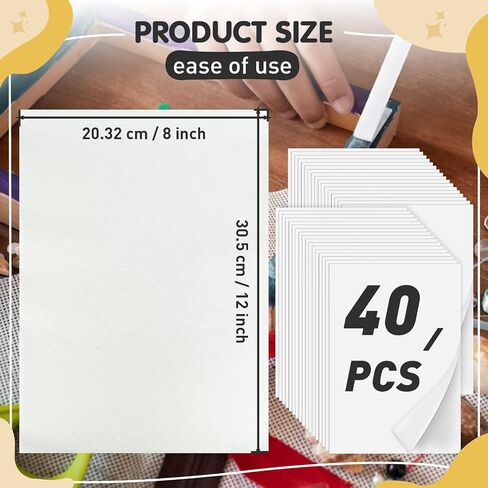 Iron On Adhesive Sheets 40PCS, Heavy Weight Double-Sided Heat Melt Fabric Glue Sheet, A4 Size Fusible Adhesive Sheets, Press-on Patch Iron On Tape, Fusible Interfacing for Sewing, Heat and Bond in Saudi Arabia