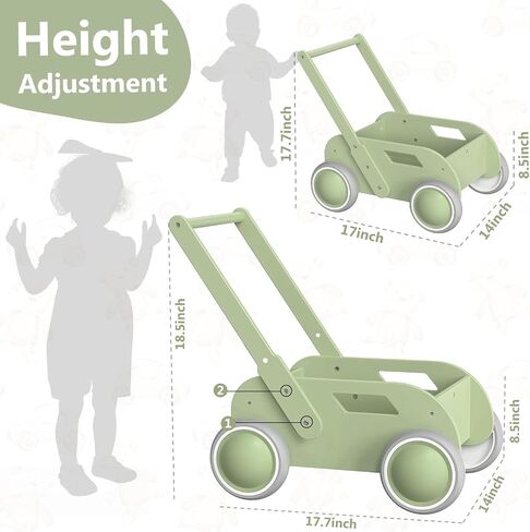 Wooden Baby Walker, Push and Pull Learning Walk Toys for Infants to Toddler, Walker with Wheels for Boys Girls, Gift for Birthday Christmas, Pink in Kuwait
